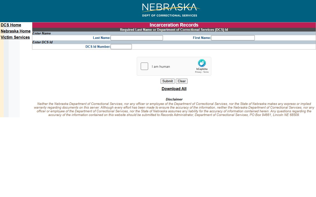 Nebraska NDCS inmate locator for Madison County sentenced custody search